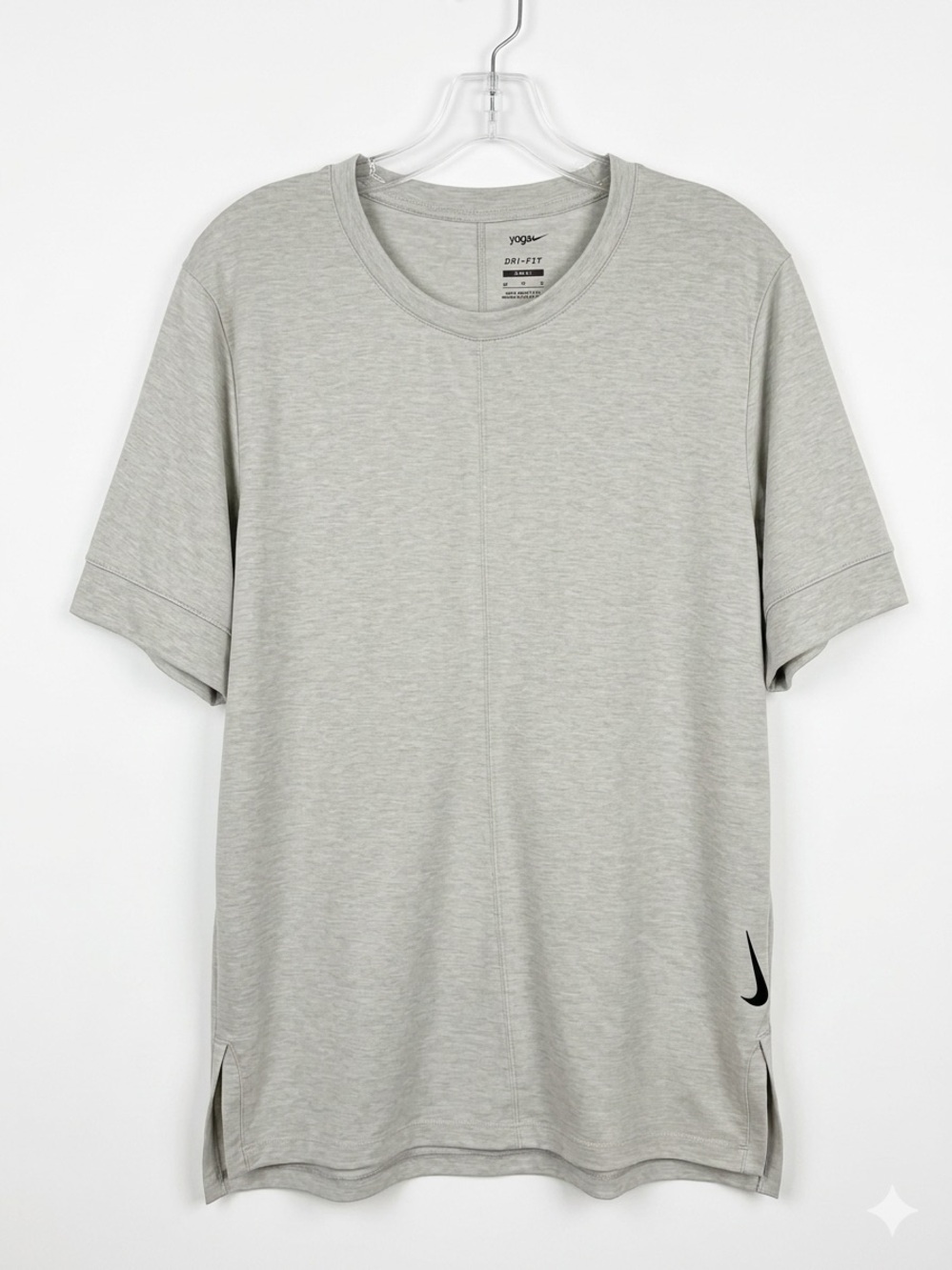 Nike Yoga Dri-FIT Men's Slim Fit T-Shirt Gray Medium M Center Seam Training Tee